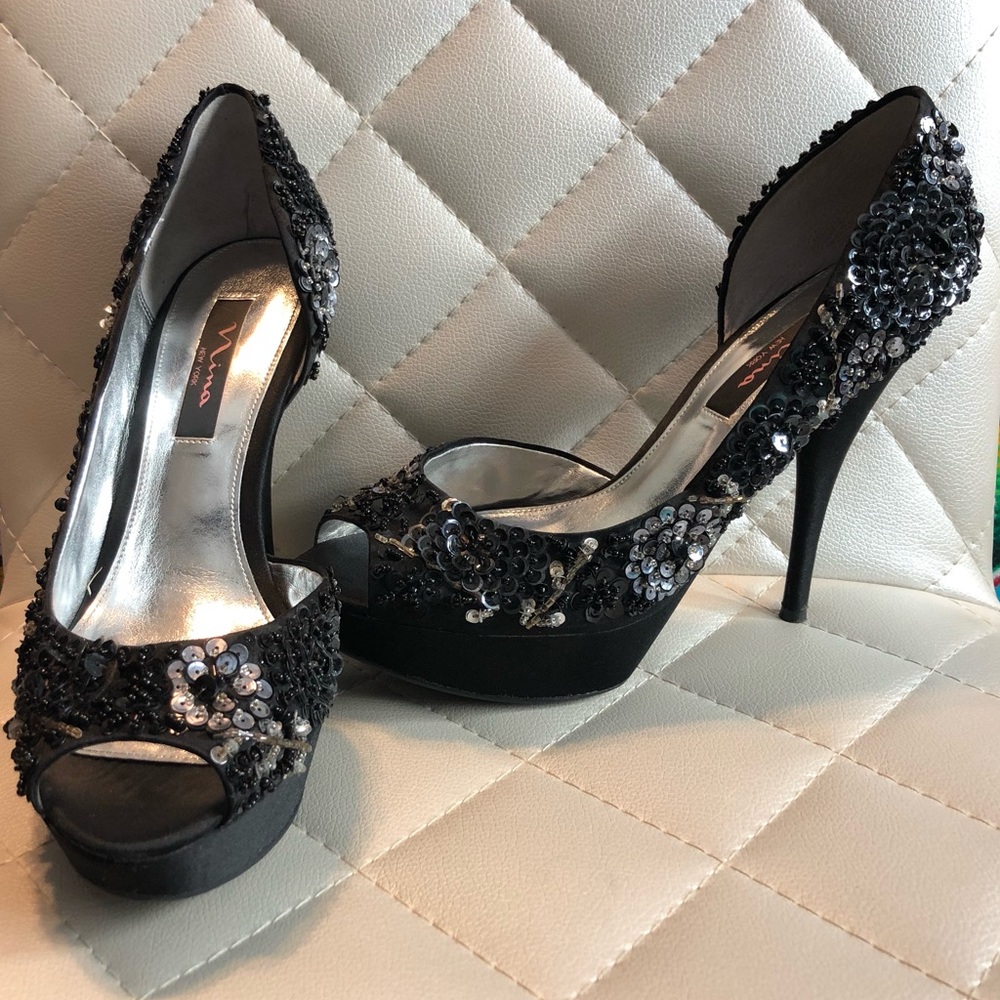 Nina New York Platform Beaded Heels